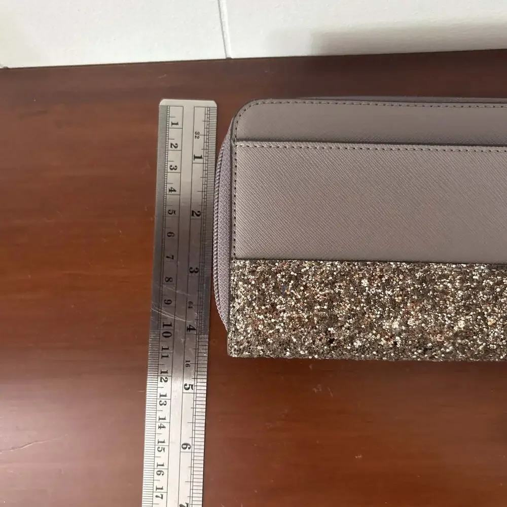 Kate Spade New York Greta Court Saffiano Taupe Cityscape Neda Wallet Glitter